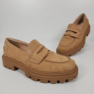 JF Just Fab‎ Womens 8.5 Faux Suede Colette Platform Loafer Lug Chunky Sole